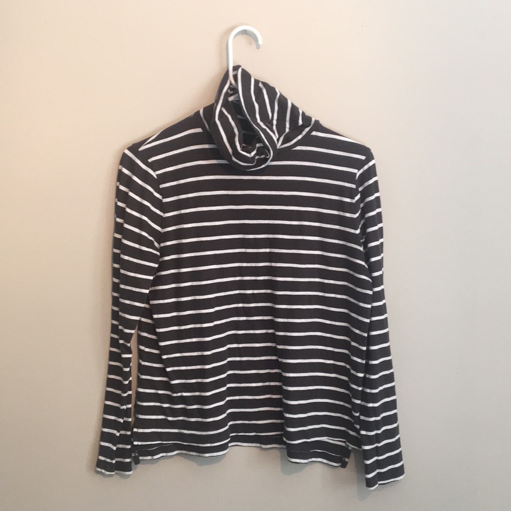 Madewell whisper cotton grey striped turtleneck